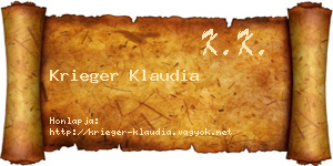 Krieger Klaudia névjegykártya